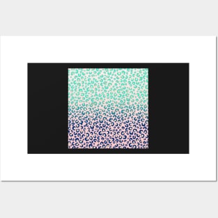 Elegant Gold leopard print Blue Mint Gradient Pink design Posters and Art